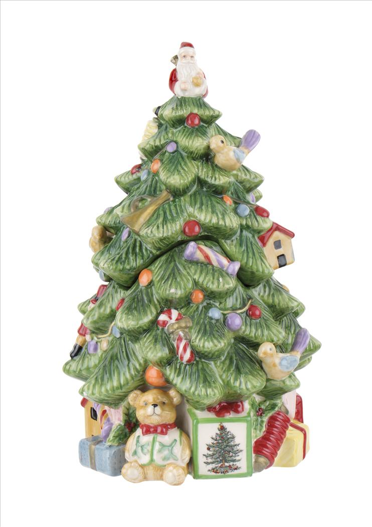 Spode Christmas Tree Christmas Tree-shaped Covered Candy Jar | Spode