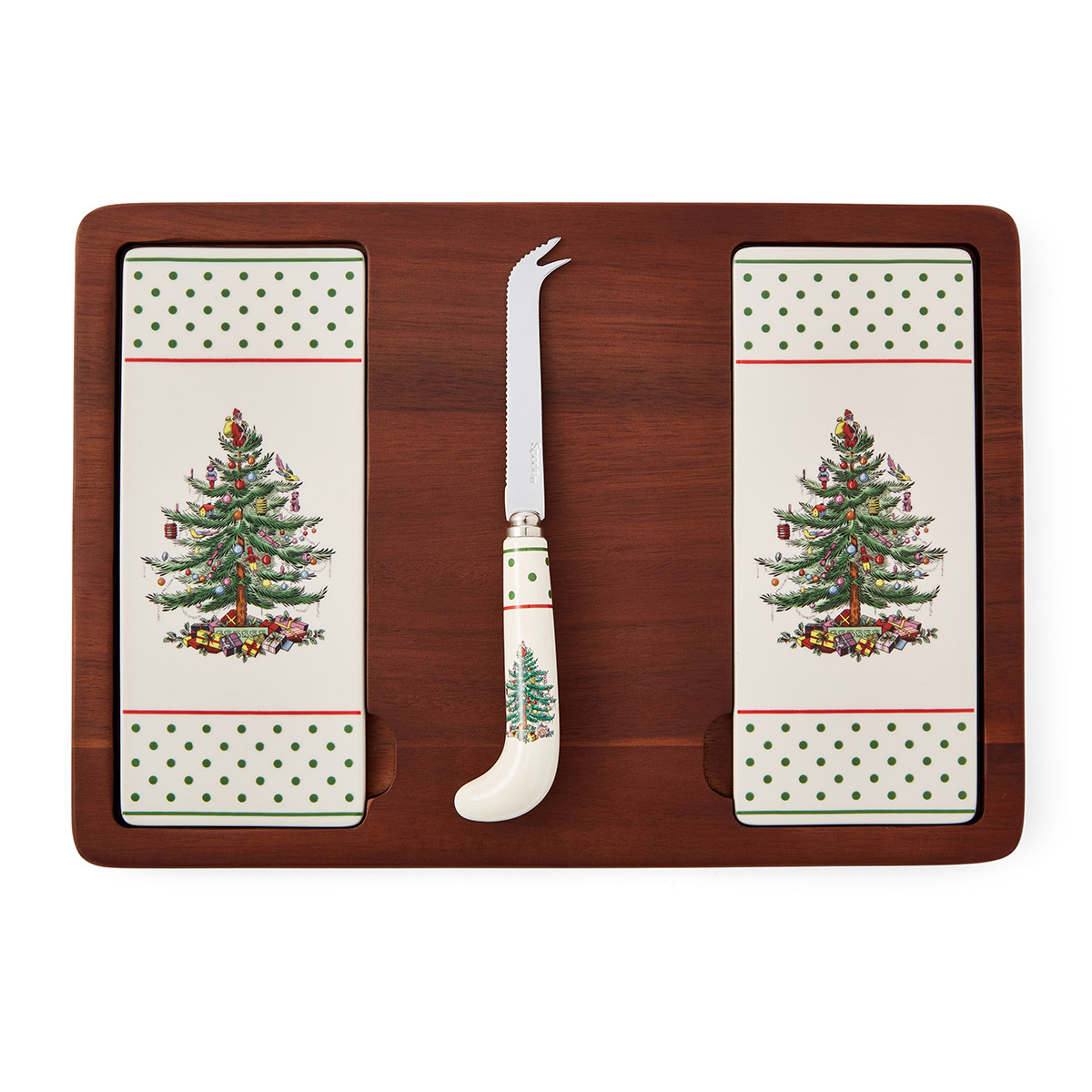 Christmas Tree Polka Dot Cheese Board Set image number null