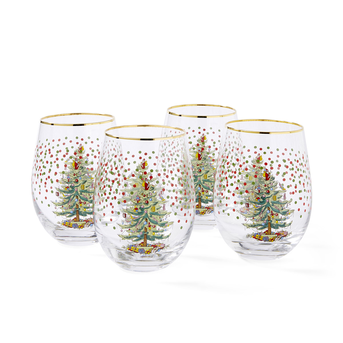 Christmas Tree Polka Dot Wine Glasses image number null