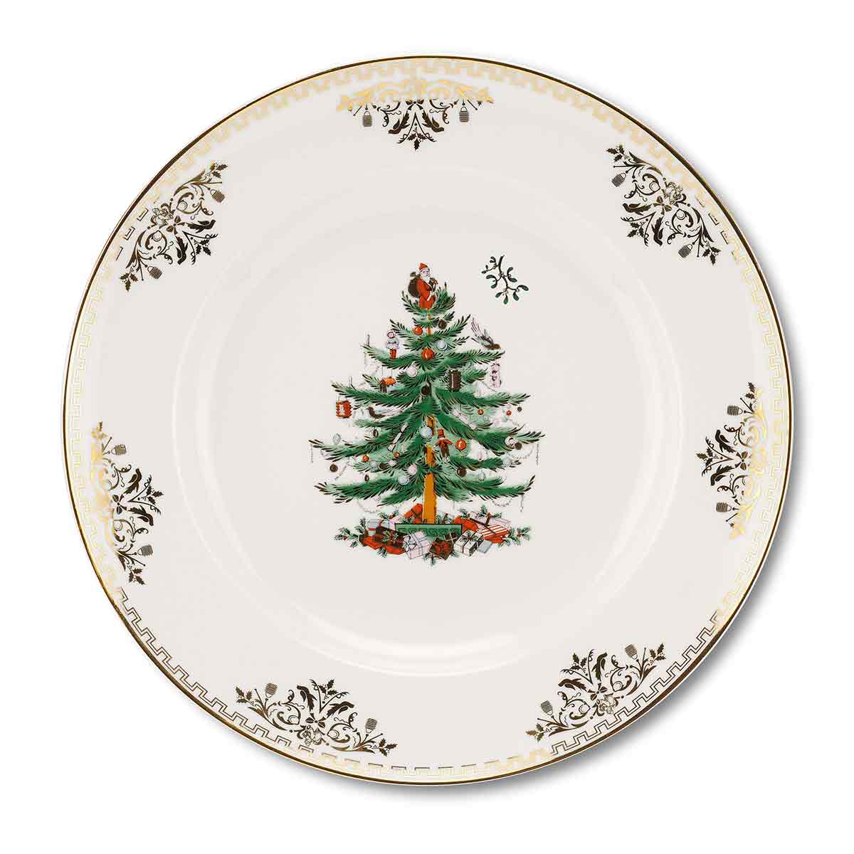 Christmas Tree Gold Dinner Plates 10.5 Inch, Set of 4 image number null