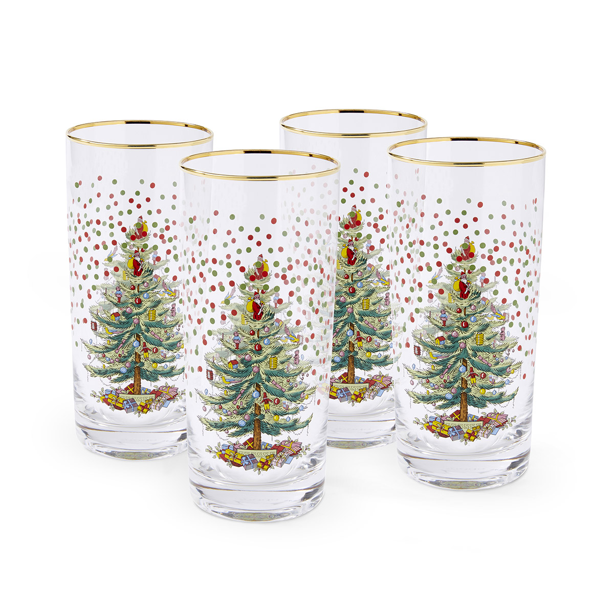 Christmas Tree Polka Dot High Ball Glasses image number null