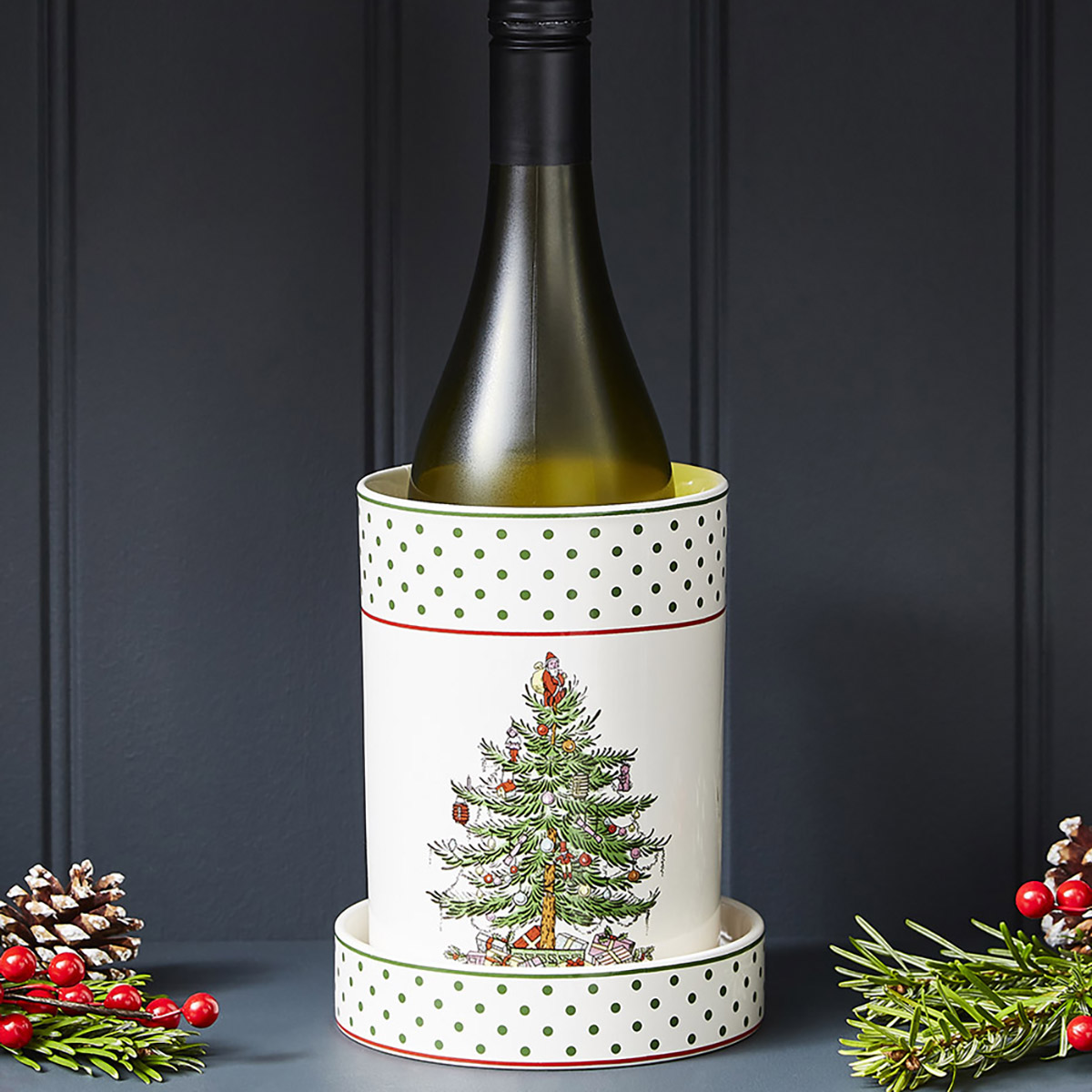 Christmas Tree Polka Dot Wine Chiller Set image number null