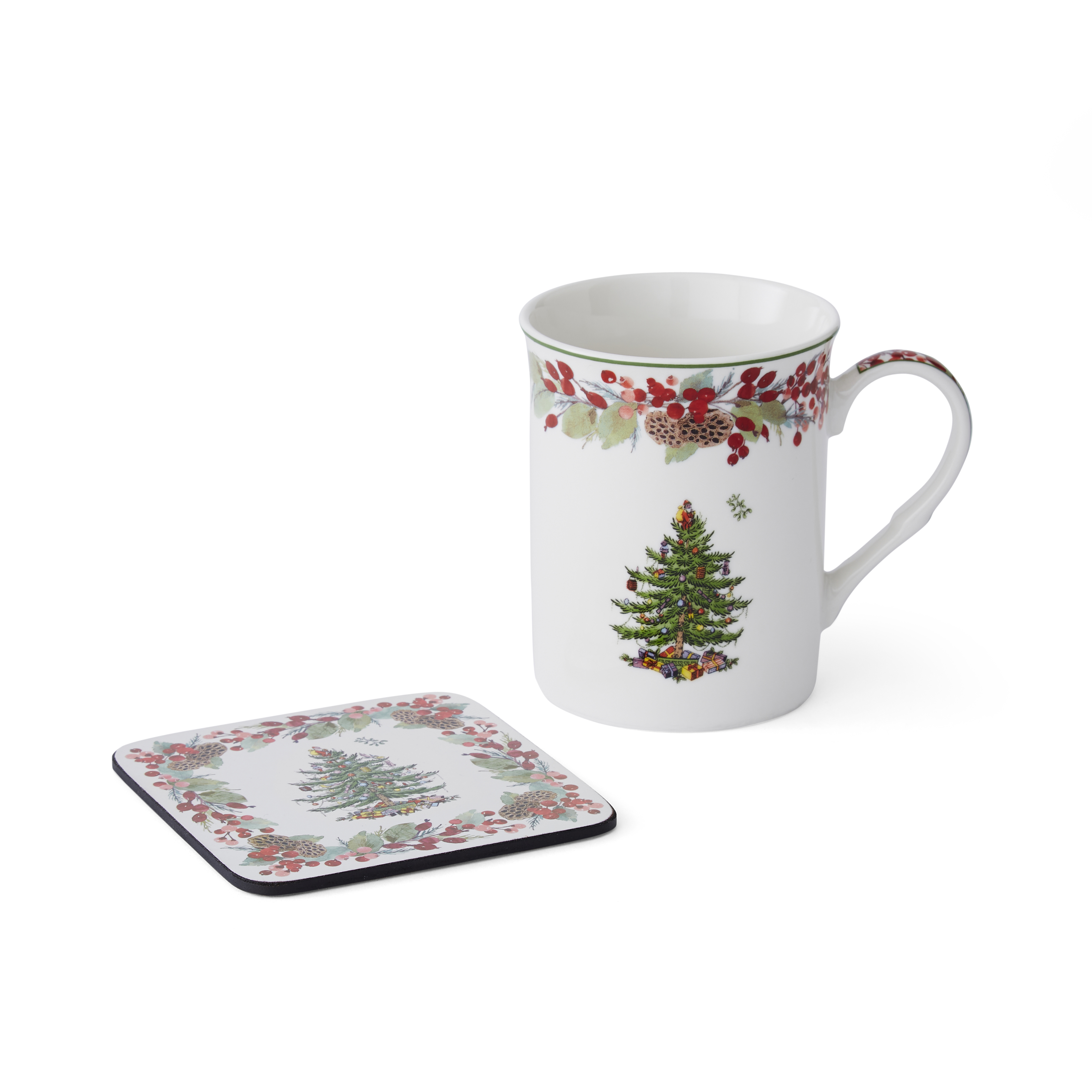 Spode Christmas Tree 2023 Annual 4pc Mug and Spoon Set, Christmas Mugs -  Microwave & Dishwasher Safe, Cute Coffee Mugs, Porcelain Coffee Cup &  Spoon