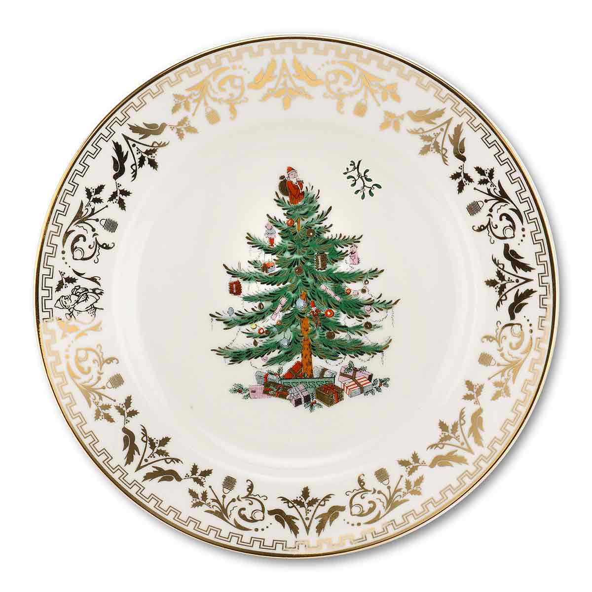 Christmas Tree Gold 8 Inch Plate Set of 4 image number null