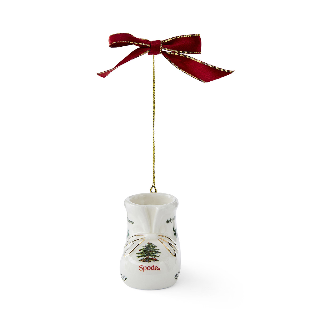 Christmas Tree Baby Bootie Ornament image number null