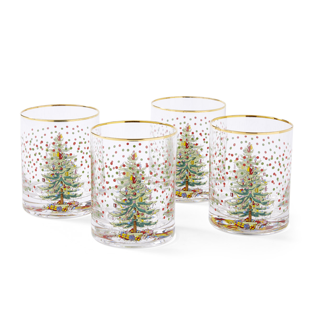 Christmas Tree Polka Dot Set of 4 Glasses image number null