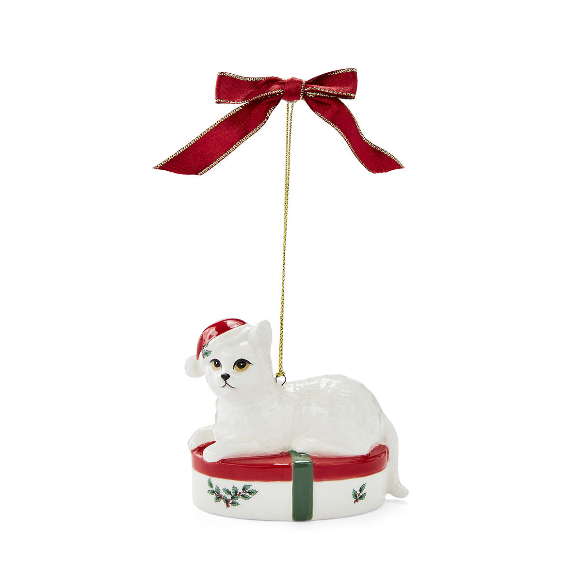 Christmas Tree  Kitten with Giftbox Ornament image number null