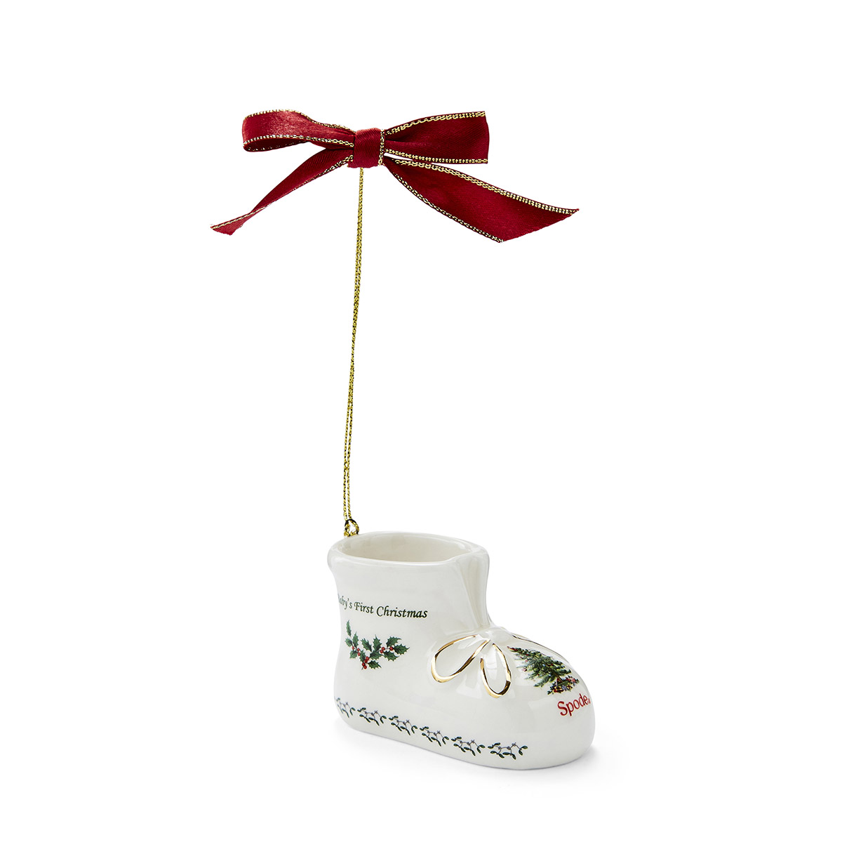 Christmas Tree Baby Bootie Ornament image number null