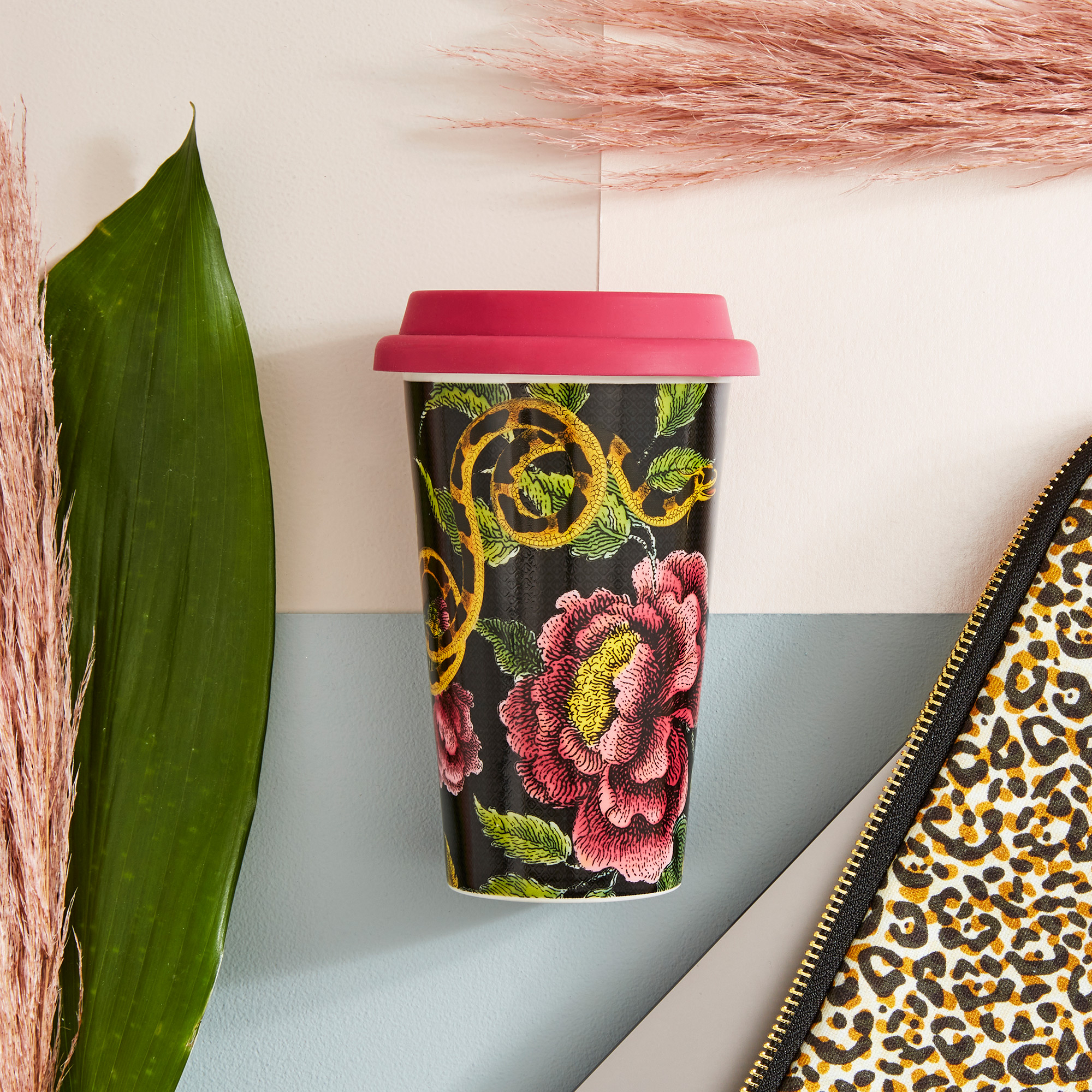 Spode Creatures of Curiosity 10-Ounce Travel Mug with Lid, Tumbler for  Coffee and Tea, Dishwasher and Microwave Safe, Dark Floral Motif
