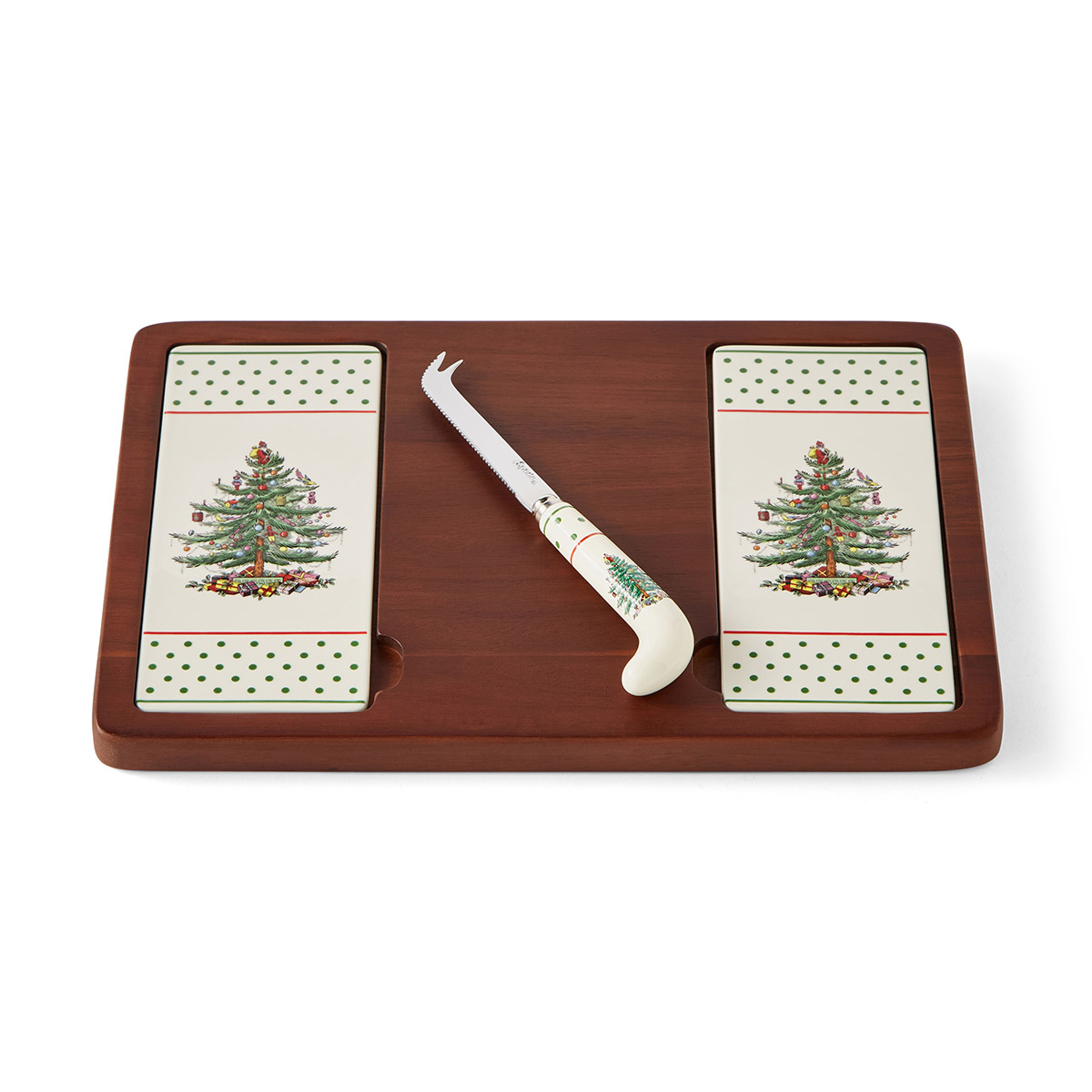 Christmas Tree Polka Dot Cheese Board Set