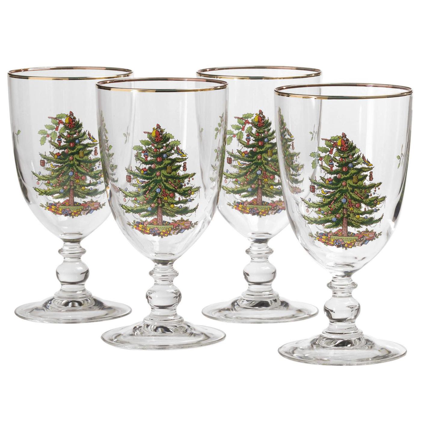 Spode Christmas Tree Set of 4 Wine Glasses
