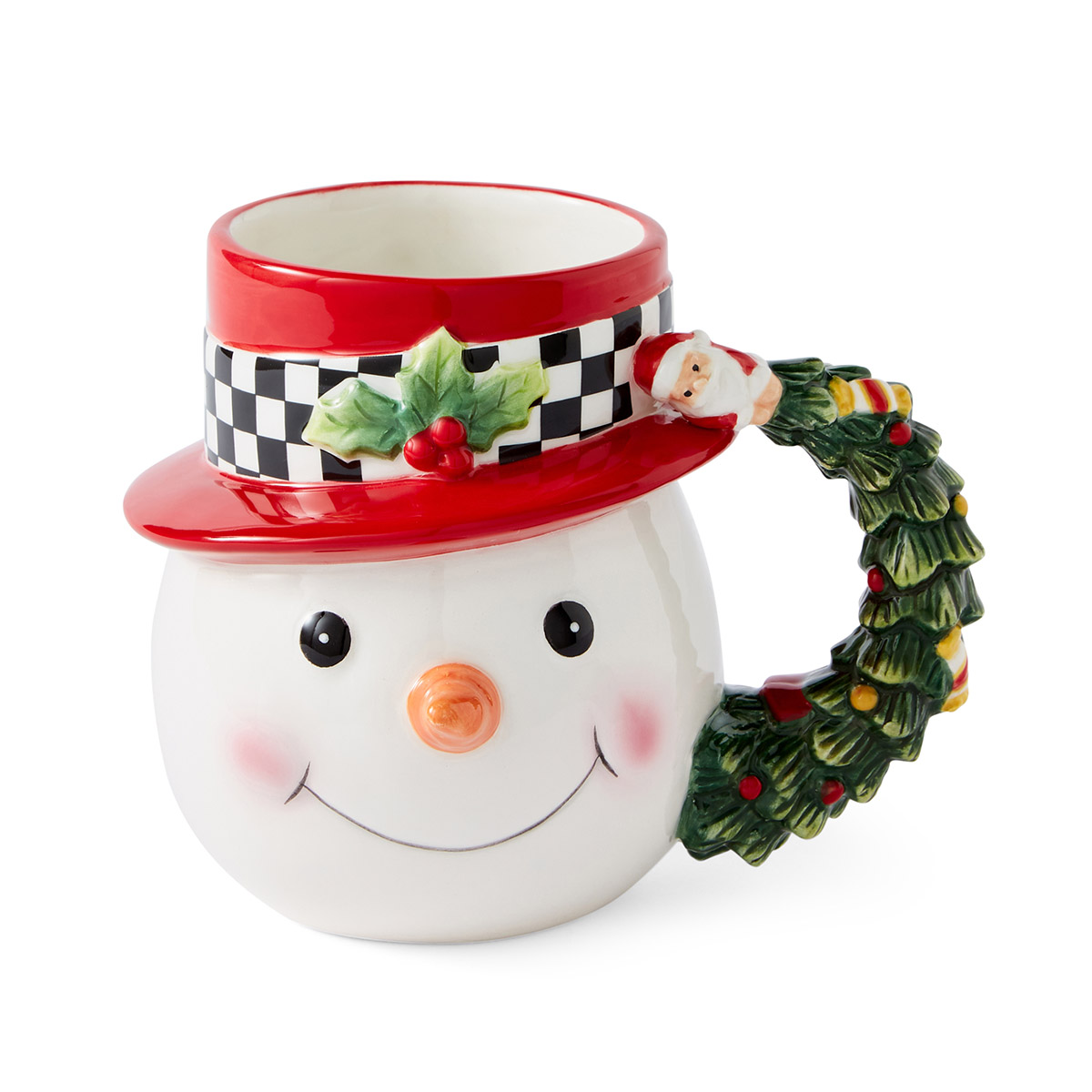 Christmas Tree Black and White Snowman Mug image number null