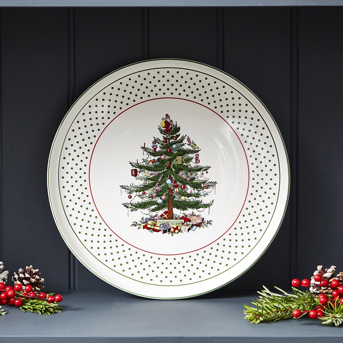 Christmas Tree Polka Dot 13" Lazy Susan image number null