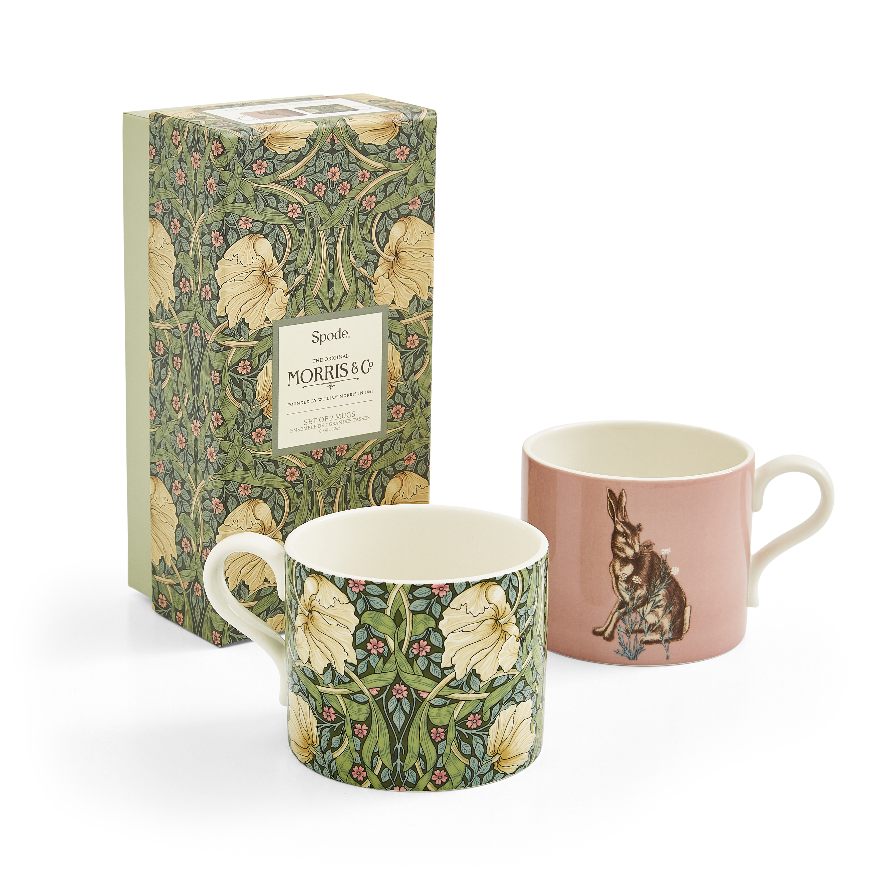 Morris & Co Set of 2 Mugs (Pimpernel & Forest Hare)