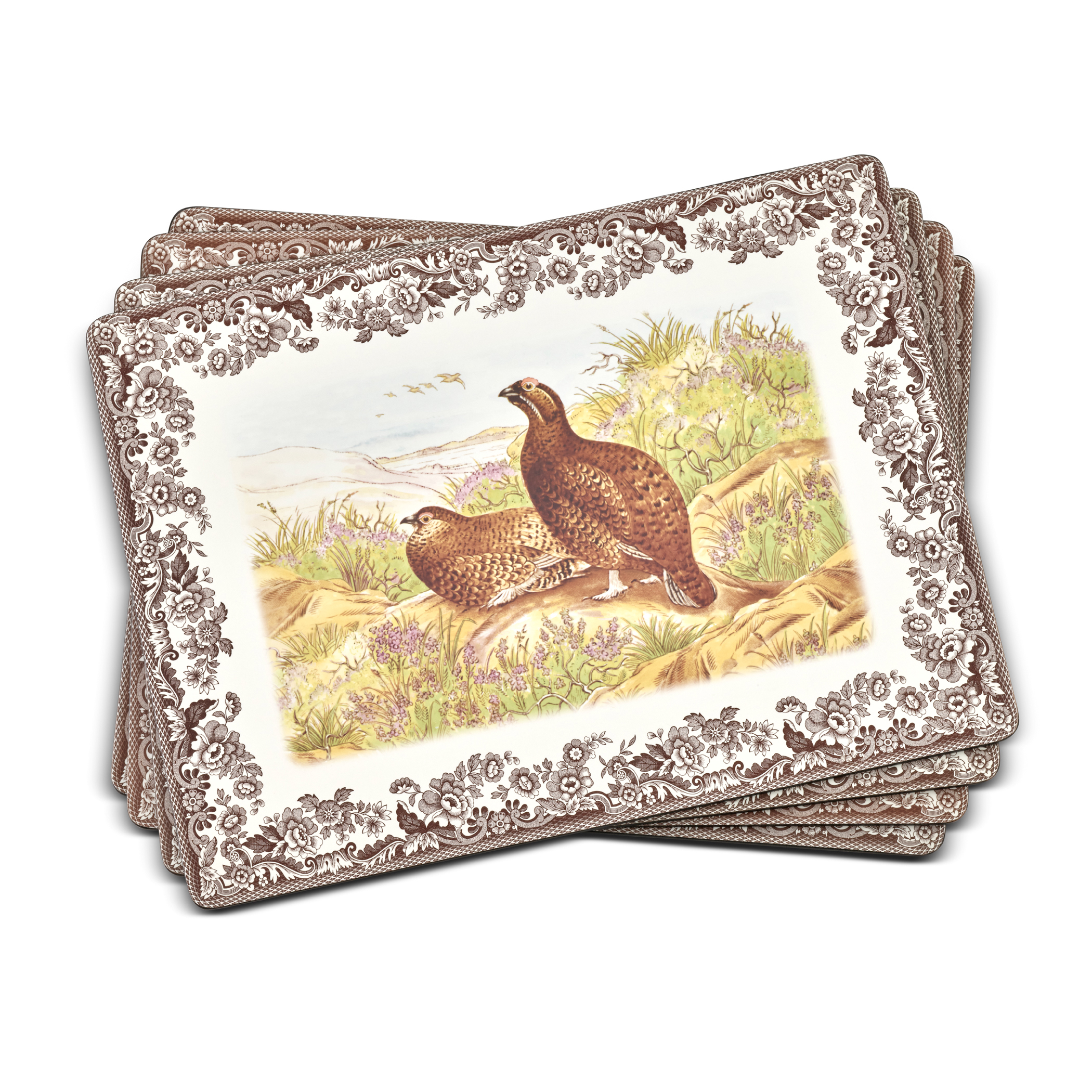 4x Country Life Phesant Dinner Placemats & Coasters Table Setting Cork Backed