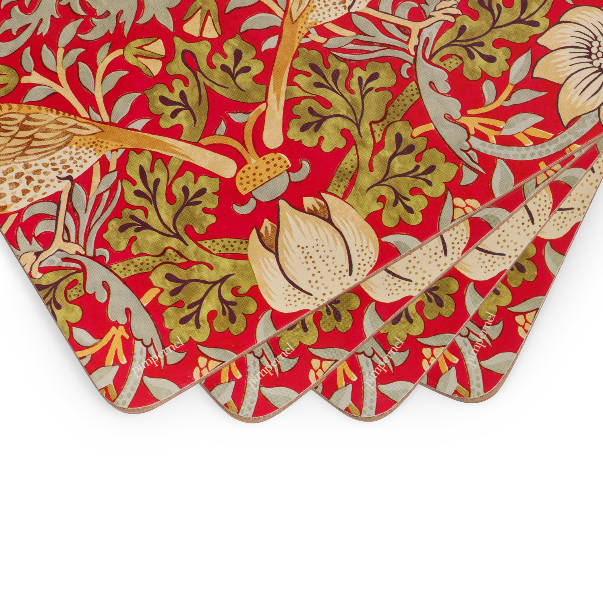 Morris and Co Strawberry Thief Red Placemats Set of