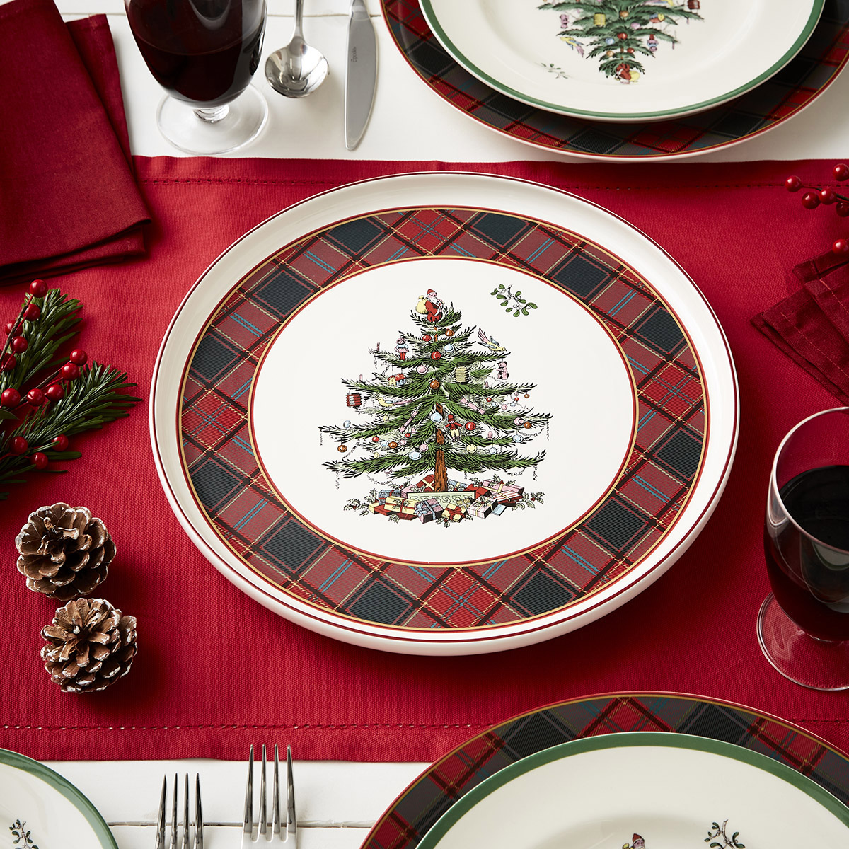 Christmas Tree Tartan 13" Lazy Susan image number null