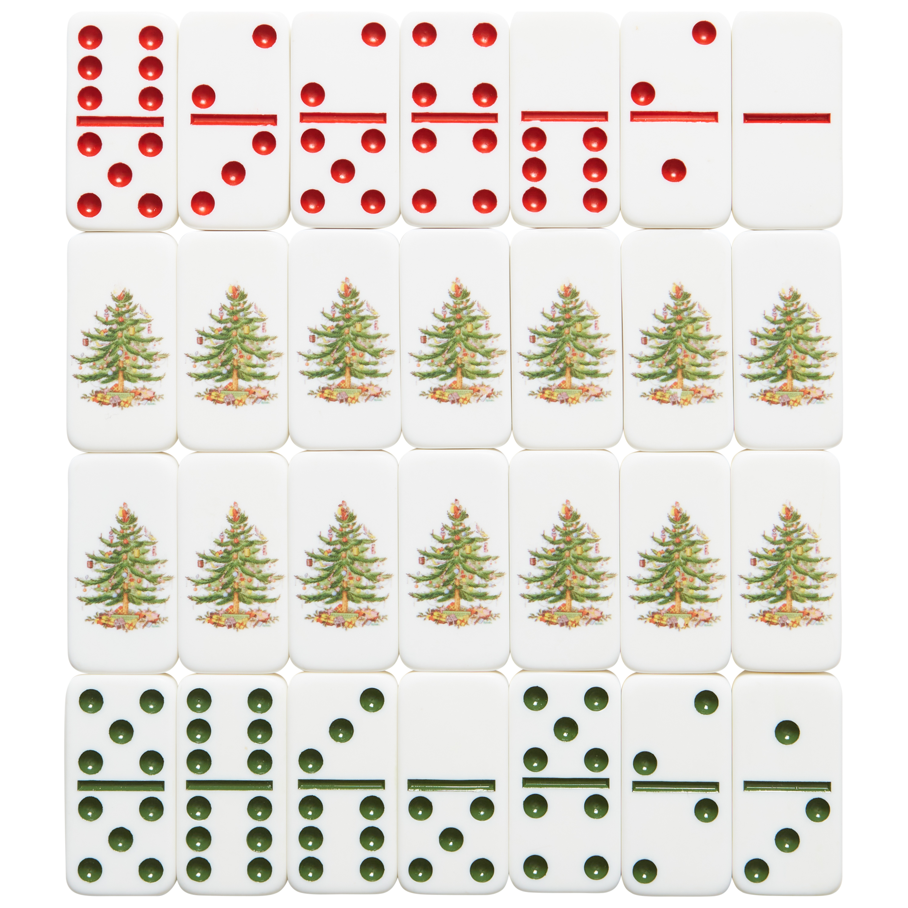 Christmas Tree 28 Piece Double Six Dominoes Set image number null