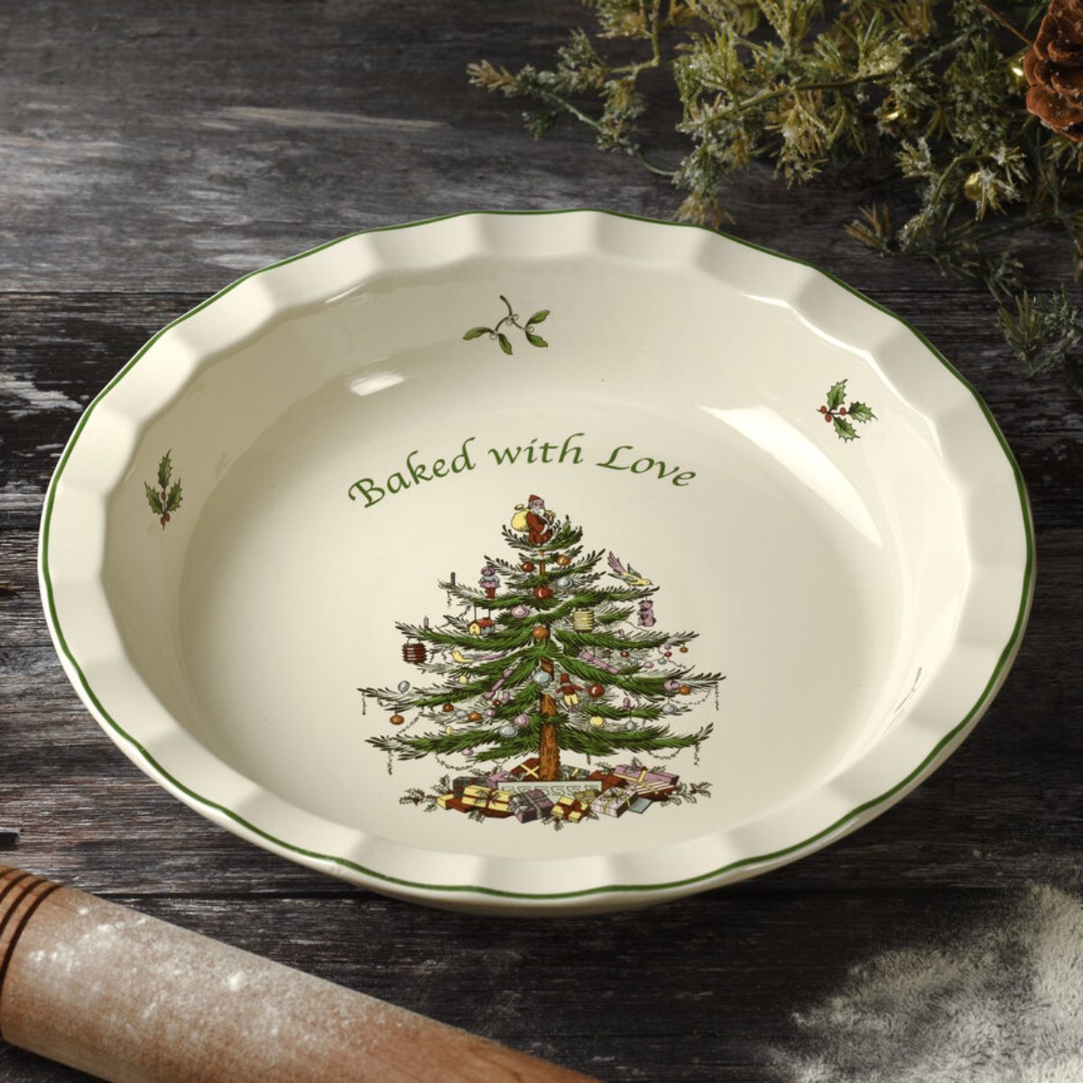 Spode Christmas Tree Baking and Hostess Serving Dishes In-box 